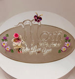 Mom “We Love You” Glass Figurine | Handcrafted Floral Gift with Butterfly Accent