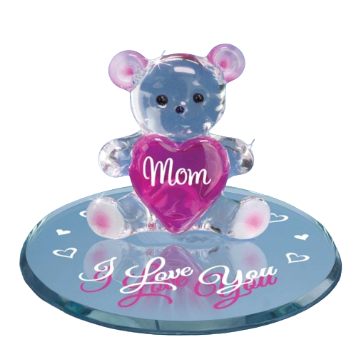 Mother's day Gift, I Love You Mom, Handcrafted Glass Bear Figurine, Animals Bear Gift, Gifts for Wife