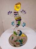 Climbing Gecko Figurine | Handcrafted Colorful Glass Lizard Art Decor