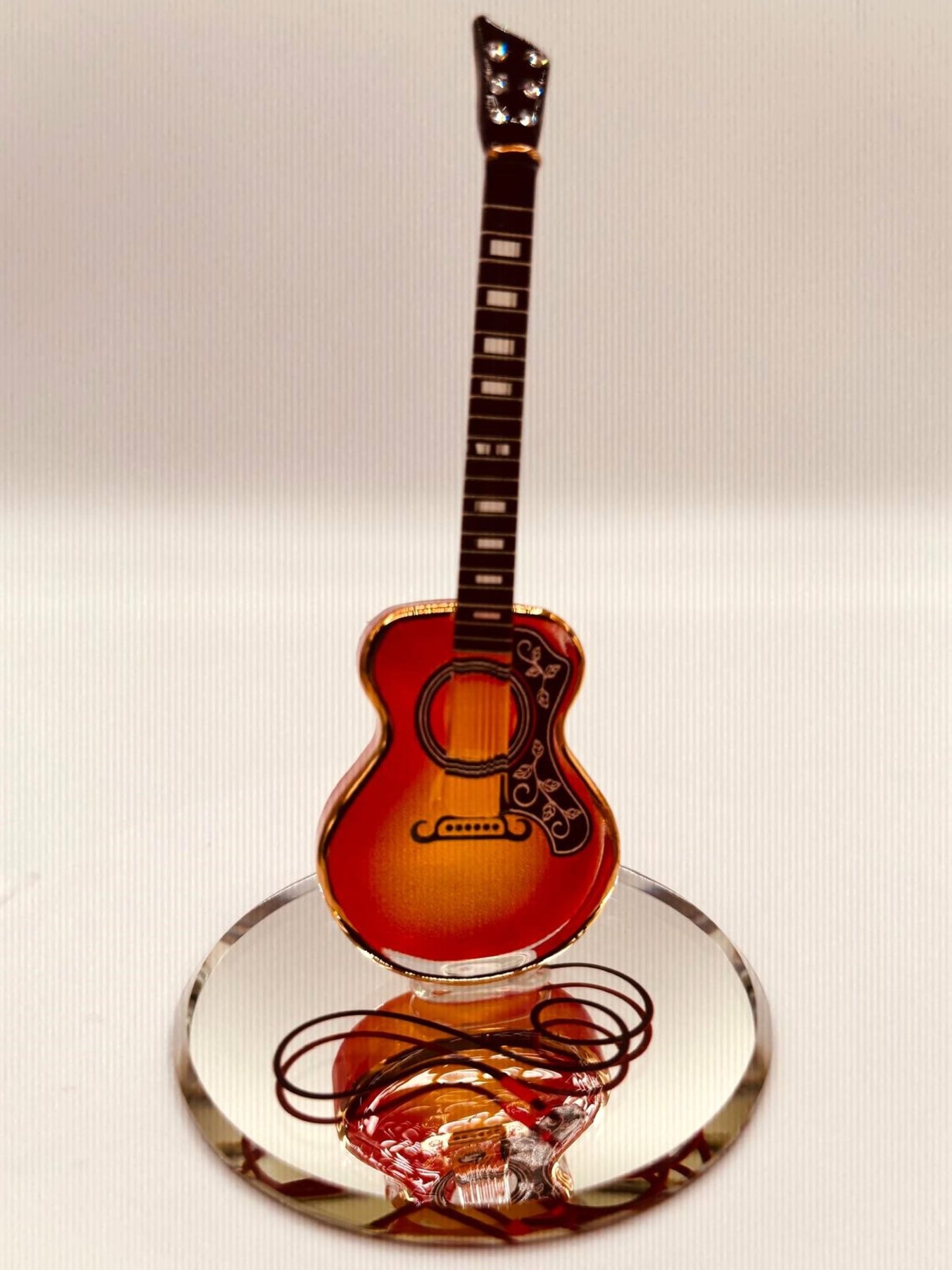 Acoustic Cherry Guitar Glass Figurine | Music Lover & Musician Gift Decor