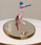 Mom "I Love You" Glass Figurine Hummingbird with Flowers Handcrafted Gift