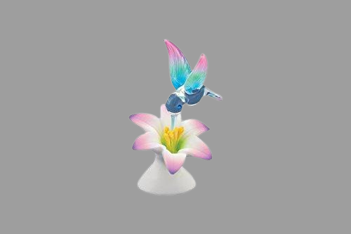 Lavender Lily Hummingbird Glass Figurine