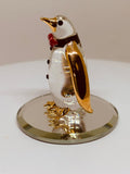 Playful Glass Penguin Figurine Handcrafted with Gold Accents