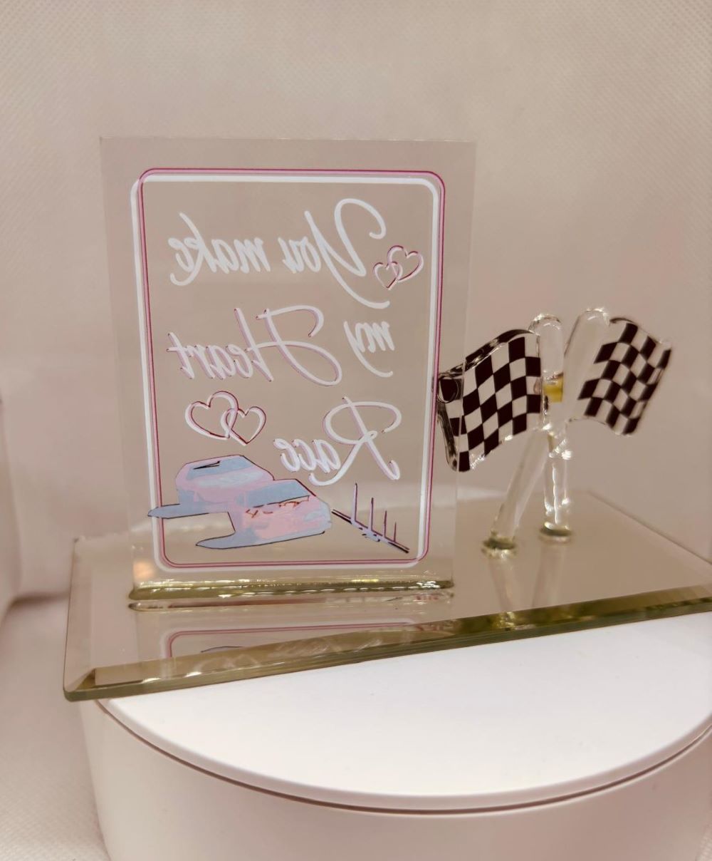 Checkered Flag Heart Race Decor | You Make My Heart Race Figurine | Car Lover Gift