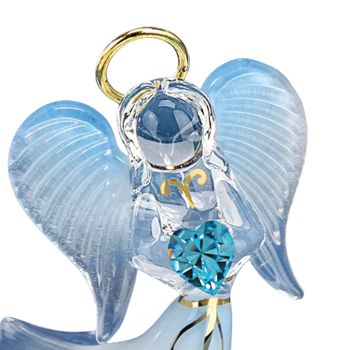 Blue Angel Figurine, Glass Angel Prayer, Handcrafted Glass Figurine, Angel Statue, Christmas Gift, Home Decor