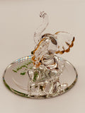 Lucky Elephant Glass Figurine | Handcrafted Elephant Decor with Clover and Crystal Eyes