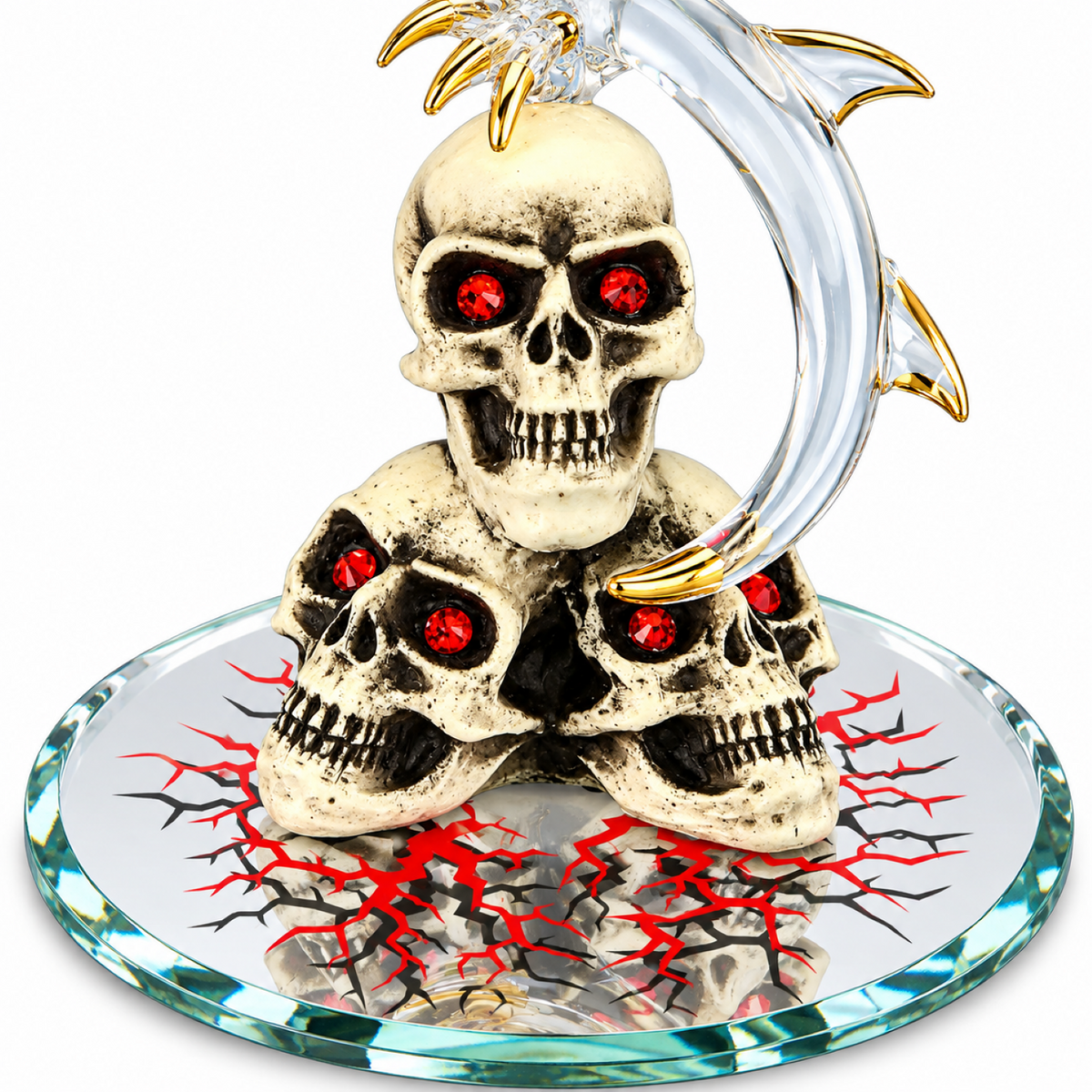 Dragon Skull Figurine, Red Winged Dragon Decor, Gothic Fantasy Gift