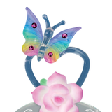 Butterfly on Heart Glass Figurine with Crystals I Love You Romantic Gift