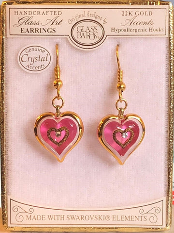 Heart Hanging Earrings Gold Dangle Jewelry Gift for Women