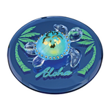 Sea Turtle Aloha Figurine with Crystals on Glass Mirror Coastal Decor