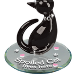 Spoiled Cat Figurine with Crystals Handcrafted Glass Cat Collectible