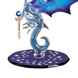 Blue Dragon & Stars Glass Figurine, Handmade Dragon Statue, Home Décor, Holiday Gifts for Him/Her