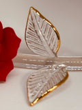 Red Rose Stem Figurine | Handcrafted Porcelain Rose with Glass Stem and 22Kt Gold