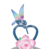 Handcrafted Glass Hummingbird "I Love You" Heart Figurine with Crystals