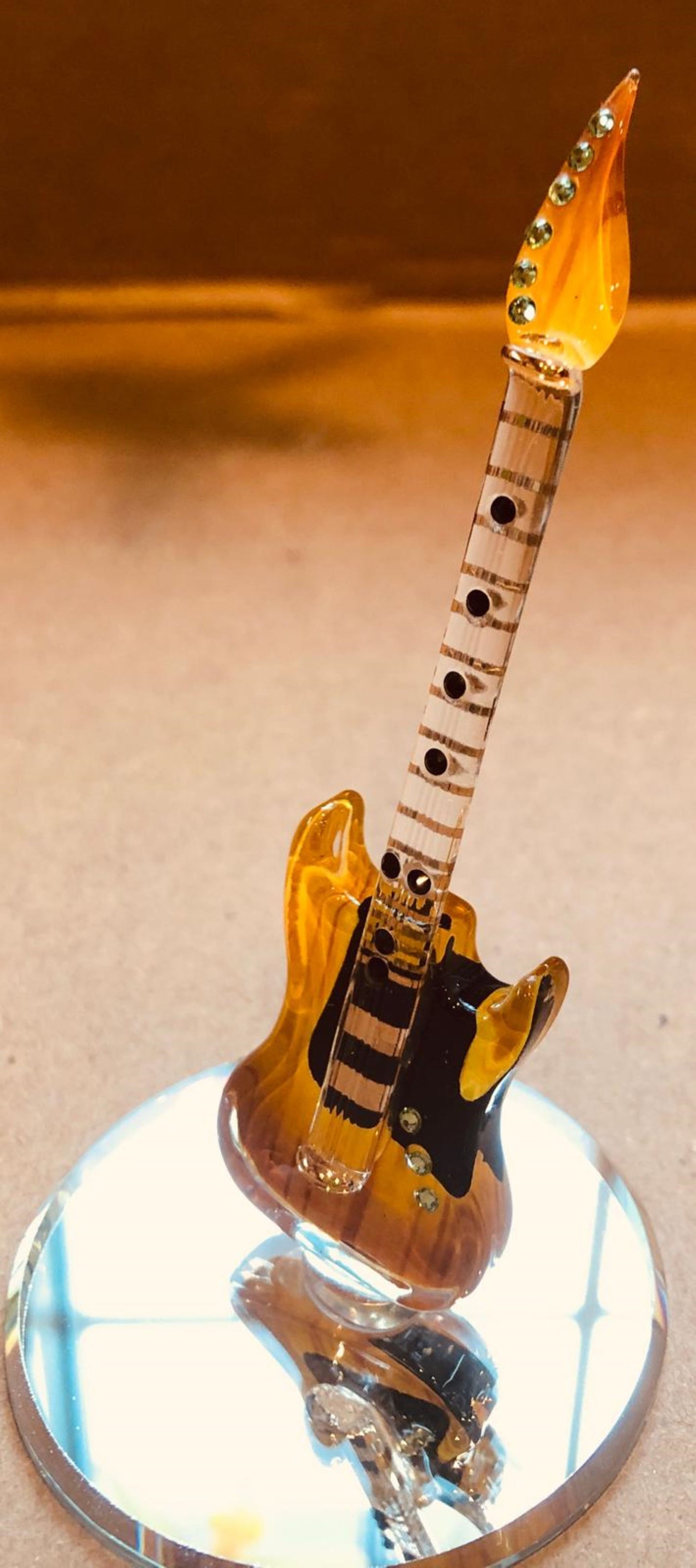 Electric Guitar Glass Figurine Gift | Music Lover Collectible Home Decor