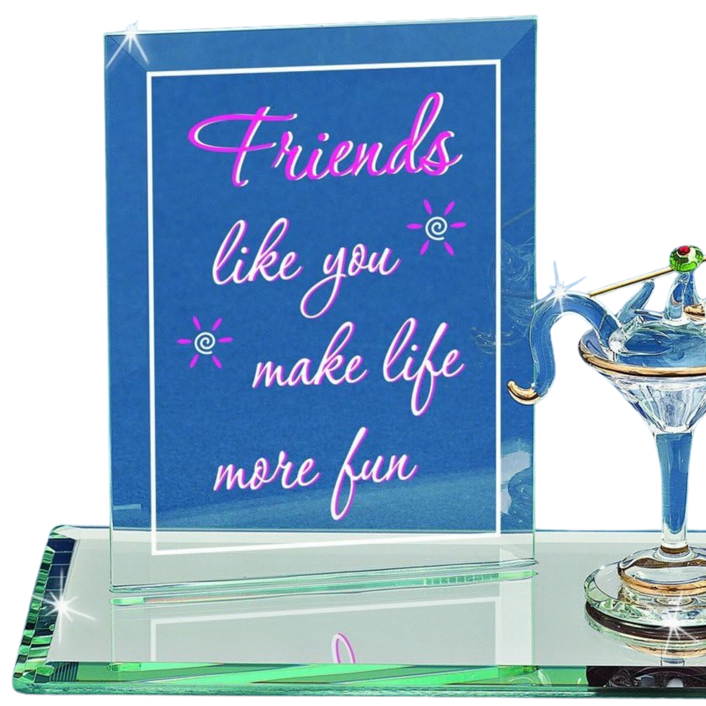 Friends Martini Mouse Glass Figurine | Handcrafted Collectible Gift with Message
