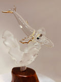 Whale Figurine on Walnut Wood Base | Handcrafted Glass Ocean Decor