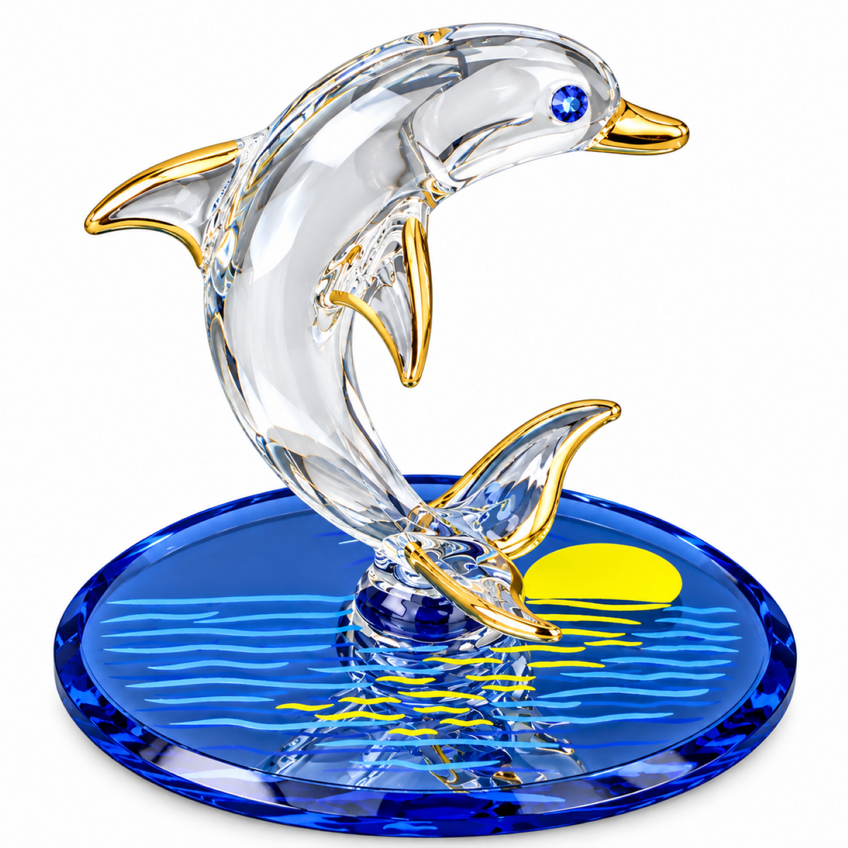 Sunset Dolphin Glass Figurine, Dolphin Lover Gift, Ocean Decor