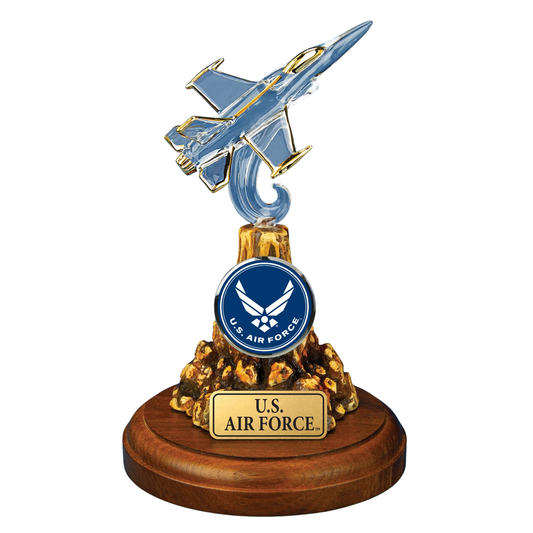 U.S. Air Force F-16 Fighter Jet Glass Figurine Gift | Military Aviation Decor