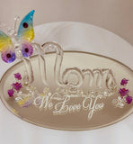 I Love You Mom Figurine | Handcrafted Glass Butterfly Decor | Mother’s Day Gift