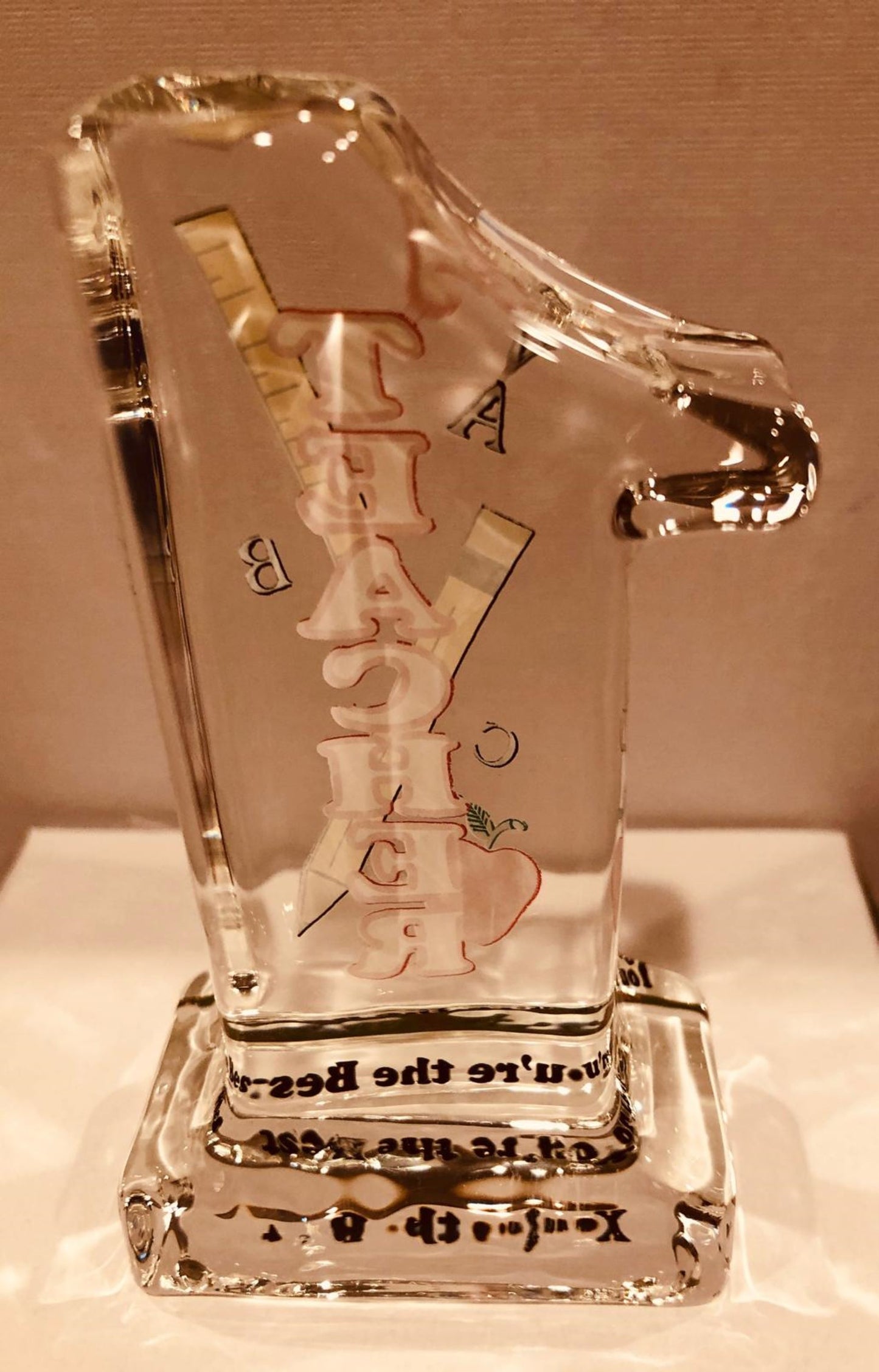 Teacher Appreciation Gift Figurine Handcrafted Teachers Gift Office Classroom Glass Decor