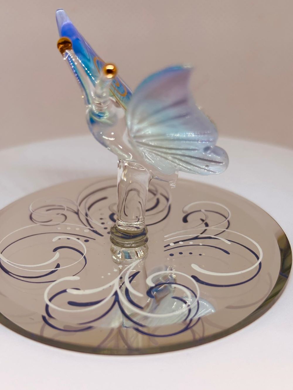 Blue Breeze Butterfly Figurine | Handcrafted Glass Butterfly Decor
