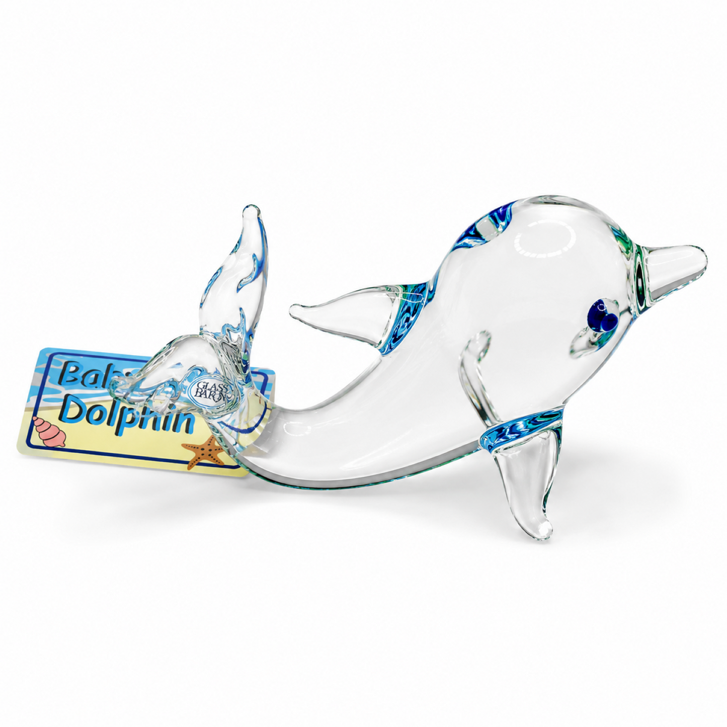 Baby Dolphin Glass Figurine – Handcrafted Ocean Decor Gift