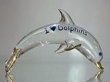 I Love Dolphins, Handcrafted Glass Figurine, Marine Life Home Décor, Nautical Décor, Gift for Her/him