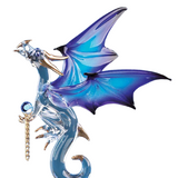 Blue Dragon & Stars Glass Figurine, Handmade Dragon Statue, Home Décor, Holiday Gifts for Him/Her