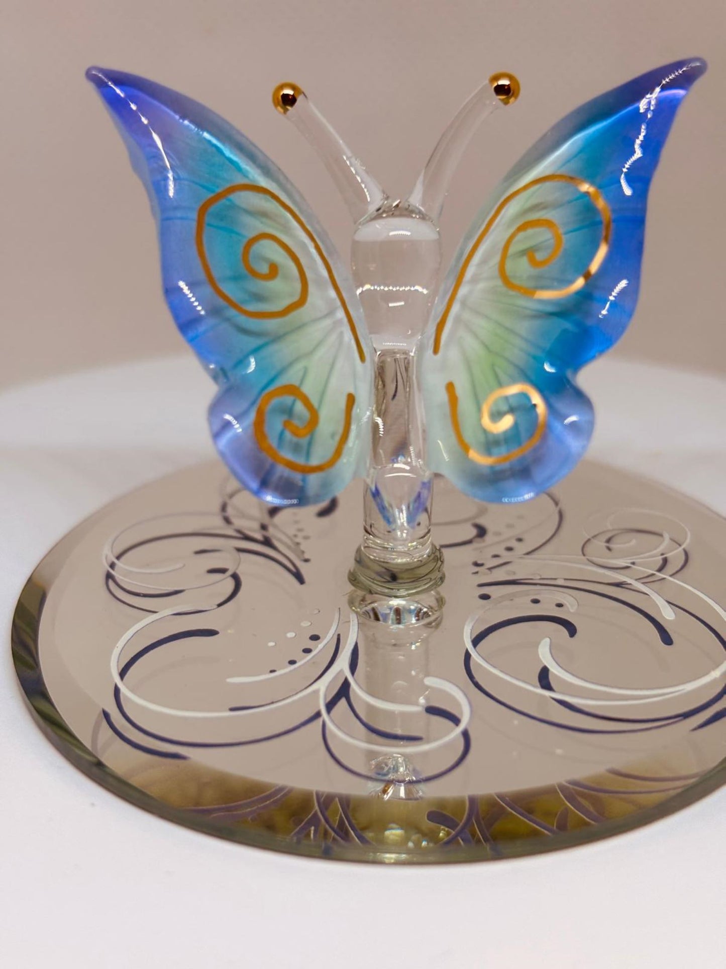Blue Breeze Butterfly Figurine | Handcrafted Glass Butterfly Decor