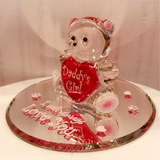 Bear Figurine "Daddy's Girl" with Heart Handcrafted Glass Collectible Gift