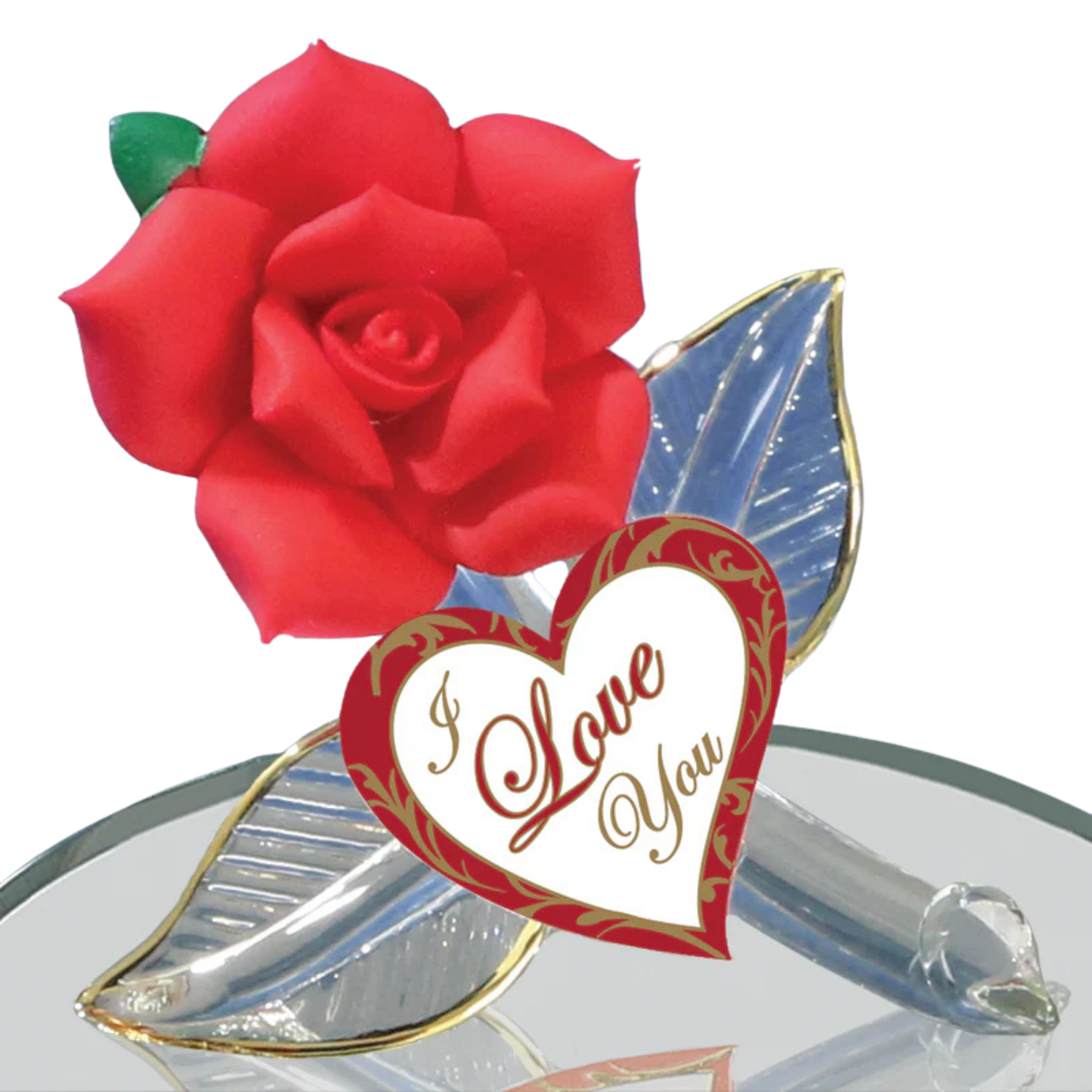 Red Rose “I Love You” Figurine | Glass Romantic Love Gift Décor