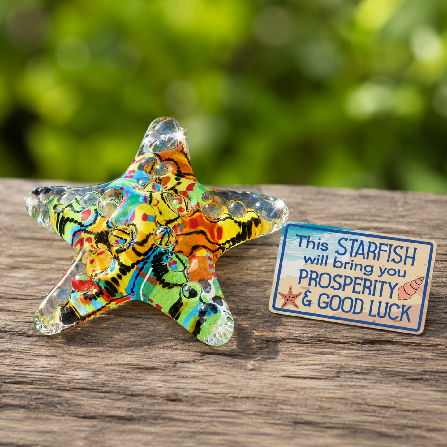 Tropical Beach Starfish Glass Figurine – Handcrafted Ocean Decor Gift