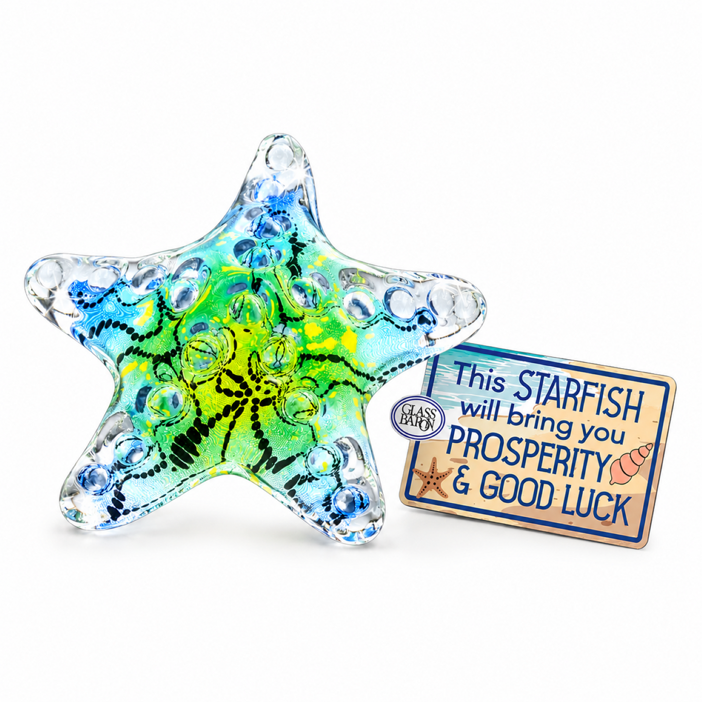 Caribbean Blue Starfish Glass Figurine – Good Luck Gift & Coastal Decor