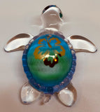 Baby Aloha Sea Turtle Figurine with Crystal Accents Handcrafted Glass Collectible