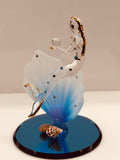 Mermaid on Blue Coral Glass Figurine | Crystal Ocean Mermaid Fantasy Décor