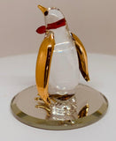 Playful Glass Penguin Figurine Handcrafted with Gold Accents