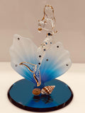 Mermaid on Blue Coral Glass Figurine | Crystal Ocean Mermaid Fantasy Décor