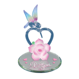Handcrafted Glass Hummingbird "I Love You" Heart Figurine with Crystals