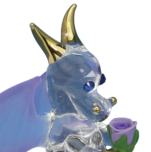 Glass Dragon Figurine, Dragon with Purple Rose, Dragon Statue, Holiday Gifts for Him/Her, Home Decoration
