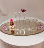 Mom “We Love You” Glass Figurine | Handcrafted Floral Gift with Butterfly Accent