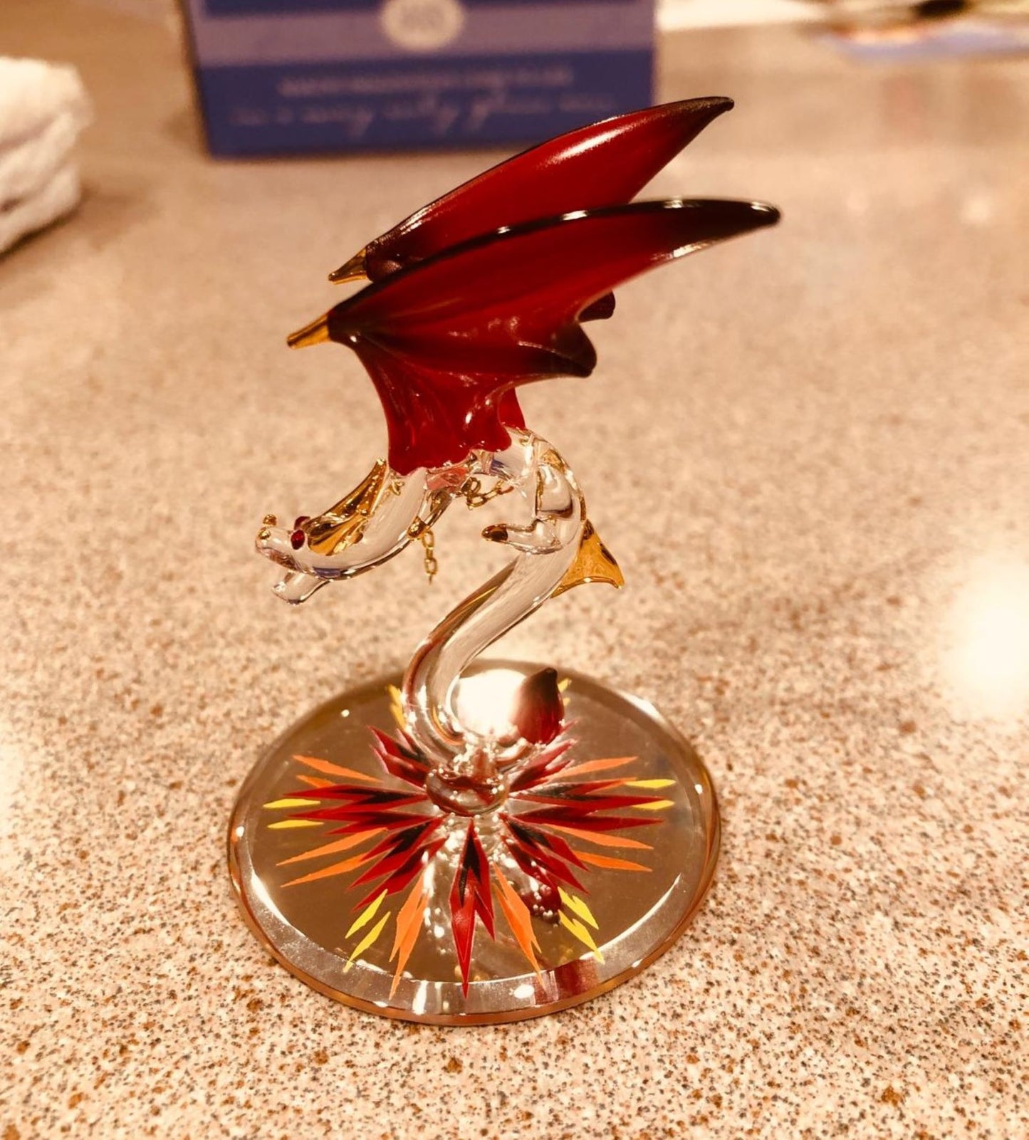 Glass Red Dragon Dynamite Figurine Crystal Dragon Figurine, Room Decor, Fantasy Dragon Decor, Holiday Gifts
