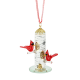 Cardinal Feeder Ornament | Handcrafted Glass Bird Feeder with Crystal Accents