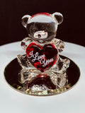 Bear “I Love You” Figurine | Handcrafted Glass Bear with Red Heart