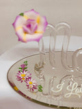 Mom I Love You Pink Rose Figurine | Handcrafted Glass Rose Gift for Mom