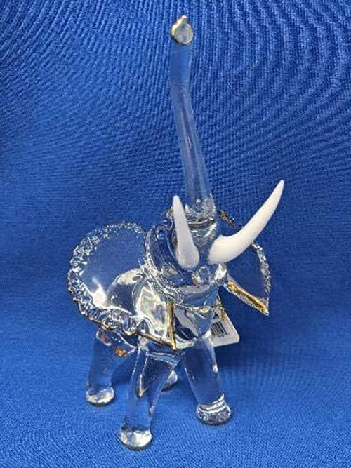 Glass Baron Elephant Collectible Figurine with Crystals Accents