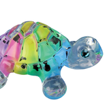 Snow Cone Turtle Figurine Handcrafted Glass Collectible with Blue Crystal Eyes