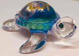 Baby Aloha Sea Turtle Figurine with Crystal Accents Handcrafted Glass Collectible