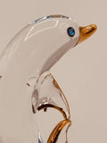 Sunset Dolphin Blue Glass Figurine | Handcrafted Coastal Decor with Crystal Accents