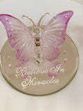 Believe in Miracles Butterfly Figurine | Handcrafted Glass Lavender Butterfly